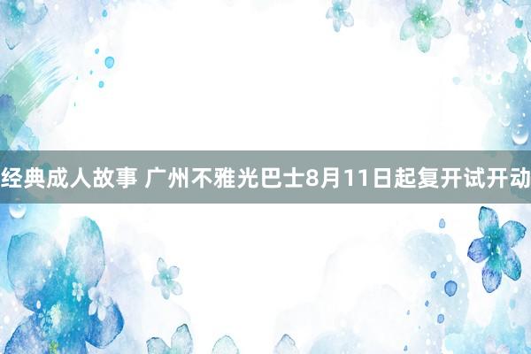 经典成人故事 广州不雅光巴士8月11日起复开试开动